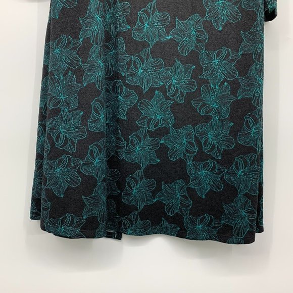 LuLaRoe Sarah Cardigan Black Blue Floral Duster Open Front Pockets - Picture 8 of 9